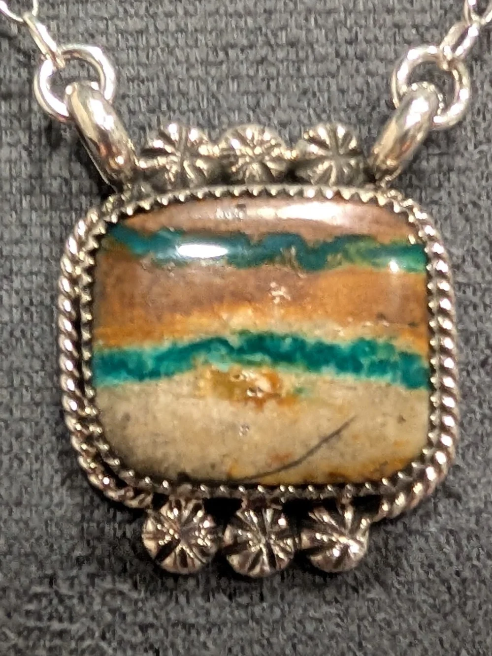 Turquoise-Accented Stone Pendant Necklace - Women Jewelry - Picture 1 of 2